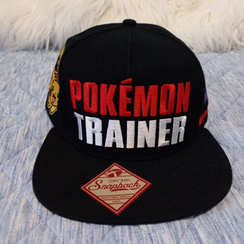 Pokemon Trainer Snapback Hat O/S Black
